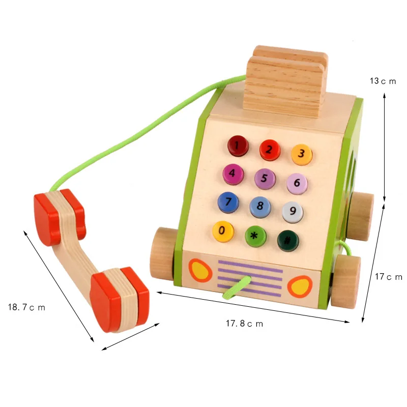 Новые деревянные ретро моделирование в форме телефона цифровые Обучающие блоки Детские обучающие игрушки для детей телефон ролевые игры головоломка игрушка