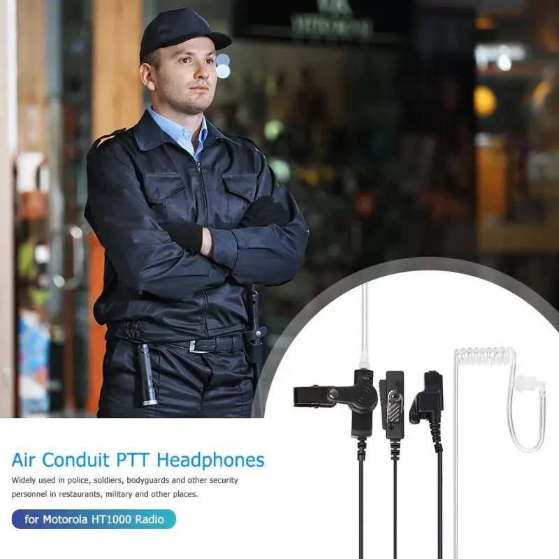 Covert Clear Acoustic Tube Earpiece Headset with In-line PTT Mic for Motorola HT1000 XTS3000 Walkie Talkie Radio Accessories