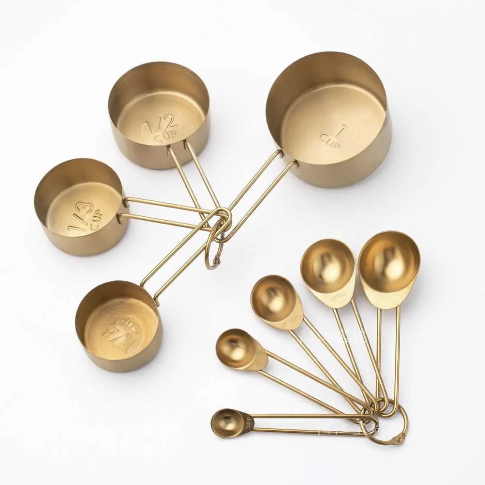 9Pc/Set Stainless Steel Scoop For Baking Sugar Coffee Titanium Measuring Tools Sets Teaspoons Measuring Cup Spoon Accessories afbeelding
