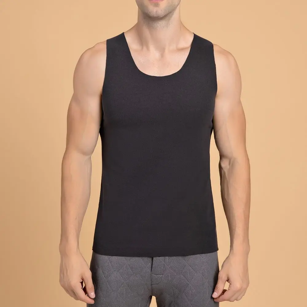 Thermal Underwear Men Keep Warm Vest Winter Dralon Seamless Thermo Large Size Male Bottoming Shirt Sanded Vest Plus Velvet