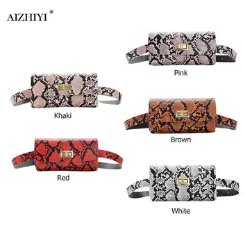 

New Fashion Handbags Classic Delicate Texture Women Snake Print Fanny Chest Pack PU Leather Waist Pouch Shoulder Messenger Bag