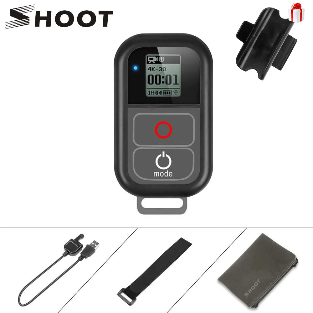

Shoot Waterproof Wifi Remote for Gopro Hero 7 6 5 Black 4 3+ Action Camera Accessory Charger Cable Wrist Strap Remoter