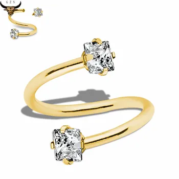 

2pcs Helix Earrings Twisted S Shape 316L Surgical Steel Piercing Labret Cartilage Earring Piercing Cz Zircon Body Jewelry