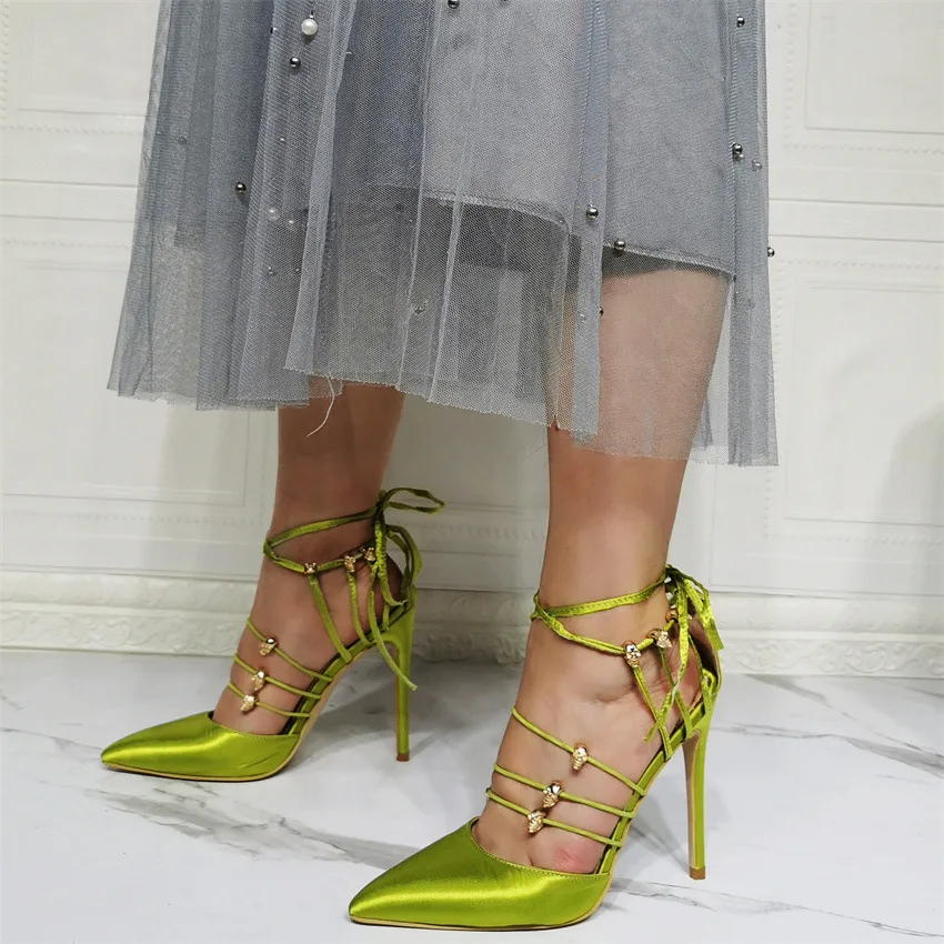 Kolnoo New Handmade Ladies High Heels Pumps Crisscross Shoelace Real Pictures Party Prom Dress Shoes Evening Club Fashion Shoes