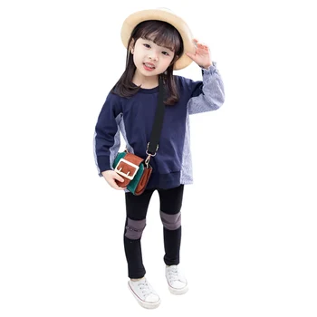 

New Spring Autumn Toddler Baby Girls Clothes Patchwork T Shirt Tops+Pants Trousers 2pcs Long Sleeves Kids Clothes Sets
