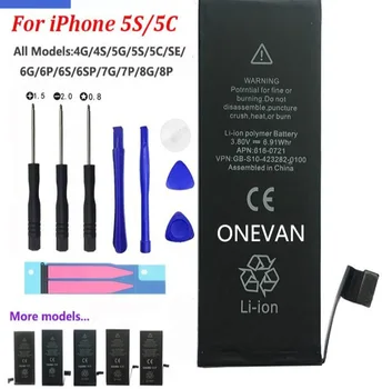 

ONEVAN Original Mobile Phone Battery For iPhone5s 6 6splus 7 8P X Replacement Batterie Internal Bateria For iPhone 6plus battery