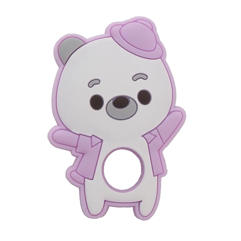 Chenkai 5 шт силиконовый танцующий Прорезыватель зубов "медведь" Детский мультфильм душ соска для DIY жевательное ожерелье мамы кулон уход за зубами игрушки - Цвет: Lilac
