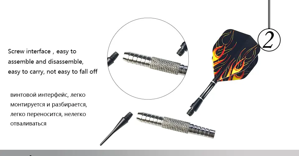 Easytoday 3Pcsset Darts Professional Electronic Darts Soft Tip Metal Barrel Darts Shafts Aluminum Plastic Box Packed Flights (2)