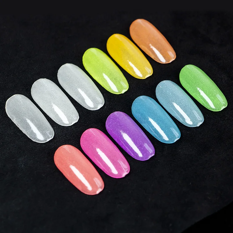 

1Box(10ml) Nail Art Luminous Fluorescent Powder 12-Colors Glow-In-The-Dark Dip Powder Building Nail Tips Glitter Luminous Powder