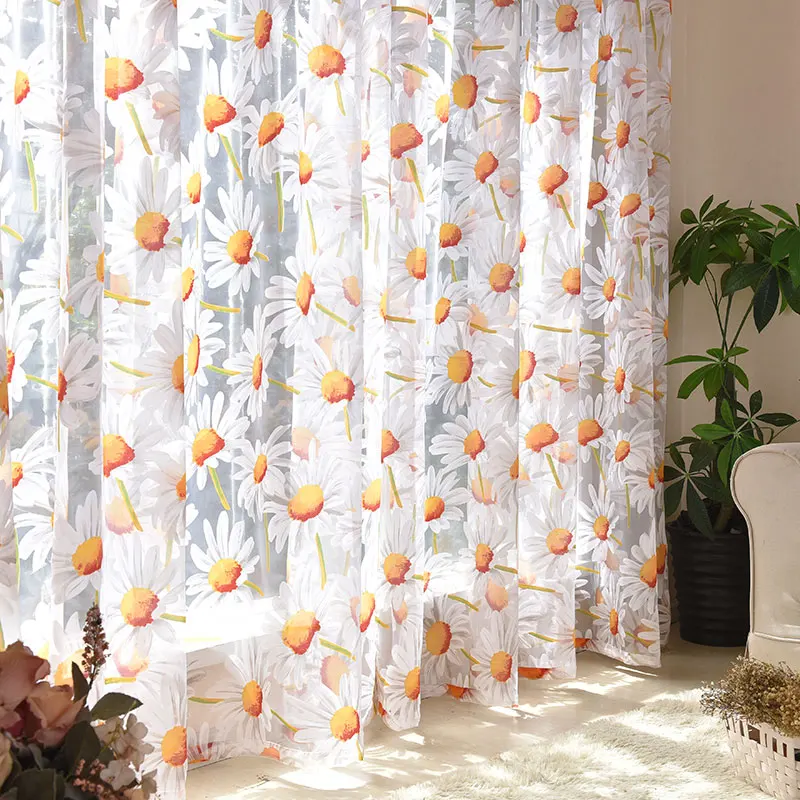 Sheer Curtains Window Curtains Decor Curtains Sun Flower Tulle Curtains For Living Room Bedroom Kitchen Yellow Floral Voile Sheer Curtains For Window Treatment Drapes Blinds