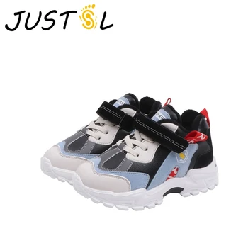 

JUSTSL Children's Cotton-Padded Sport Shoes winter Boys Girls Plus Velvet Warm Sneakers Kids Sports Retro Shoes Size 27-37