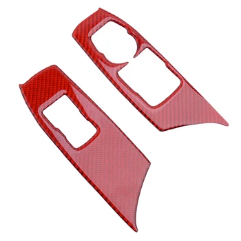 

2pcs Red Carbon Fiber Window Lift Master Switch Cover fit for Chevrolet Camaro 2016 2017 2018 2019 2020