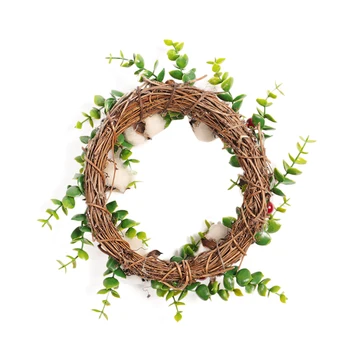 

Dried flowers Rattan Christmas Wall Hanging Wreath Artificial Flower Cotton Garland for Xmas Home Party Door Ornament