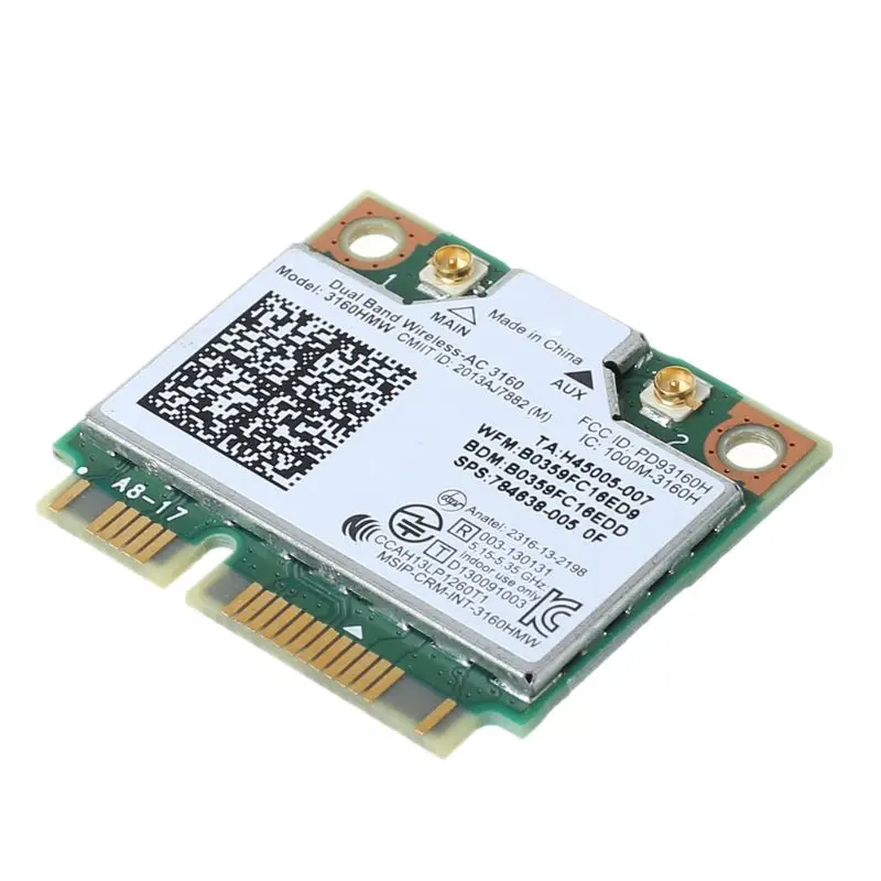 Мини PCI-e Wifi беспроводная карта для ноутбука двухдиапазонный для Intel 3160 3160HMW 802.11ac