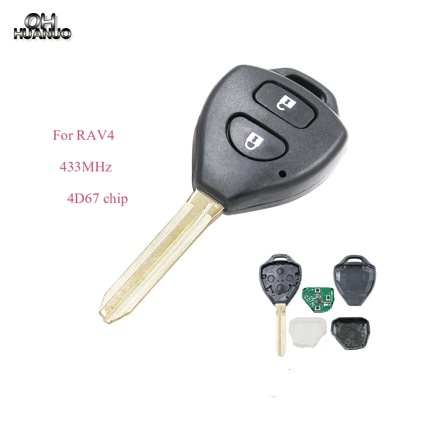 2 кнопки дистанционного брелока 433 МГц с чипом 4D67 внутри для Toyota RAV4 Европа 2006-2010