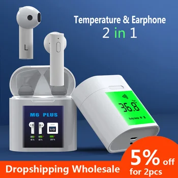 

M6 Plus Tws Wireless Bluetooth Earphones Earphone Measuring Measuring Temperature True Wireless Earbuds In Stock Dropshipping