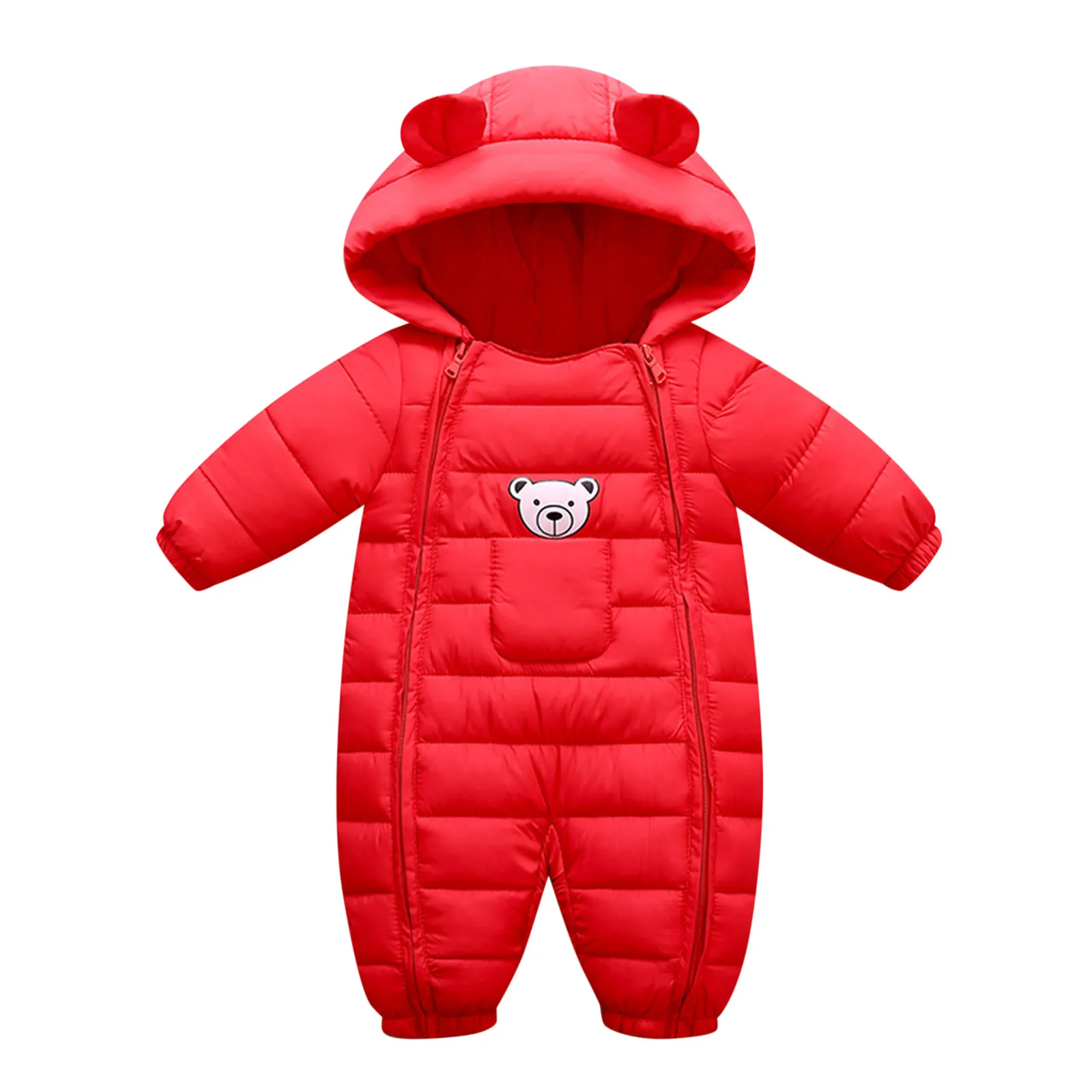 Toddler Kids Baby Girls Boys Hooded Coat Outdoor Thick Winter Warm Windproof Coat Bear Ears Romper Playsuit Jumpsuit 0-24 Months kids jackets baby jumpsuit winter coat