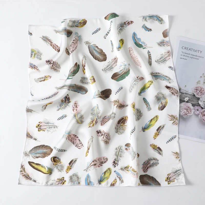 2021 Square Silk Scarf Women Fashion Print Small Neck Scarfs Office Lady Hair Band Foulard Hand Kerchief Female Bandana Shawl