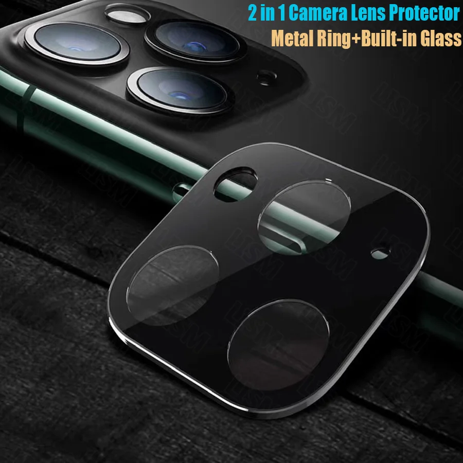

2 in 1 Back Camera Metal Ring with 7H Rear Lens Tempered Glass For iPhone 11/11 Pro/XI Pro Max Aluminum Alloy Film Protector