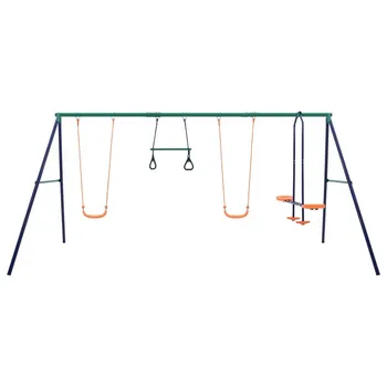 

Swing Set With Gymnastic Rings 4 Steel Seats Outdoor Playground Set Children Toy Swings Set Indoor Kindergarten Game Facilities