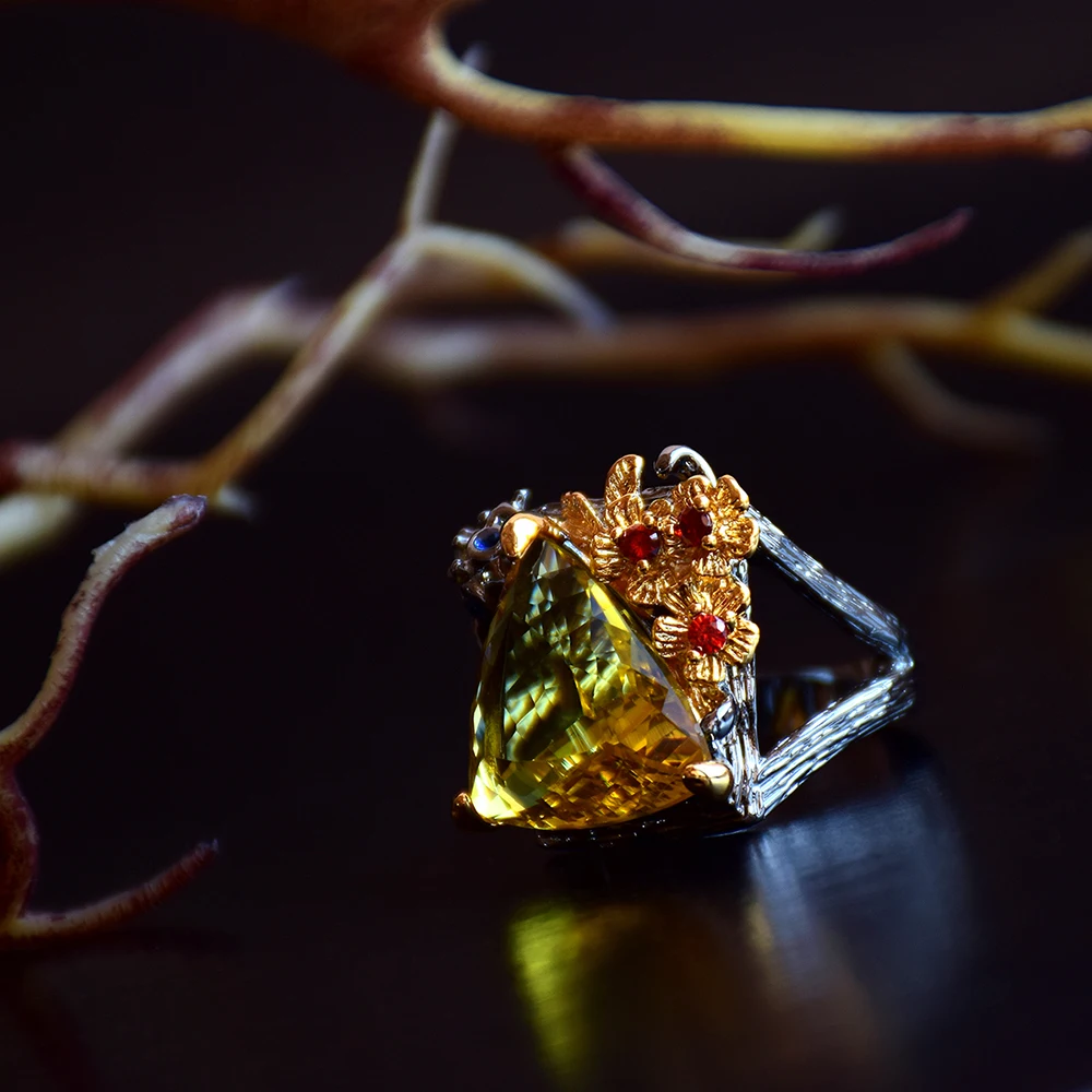 Big triangle champagne stone ring (7)
