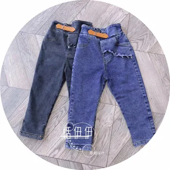 

Girls' trousers autumn and winter 2020 new trousers children's jeans loose and velvet foreign style outer wear pants