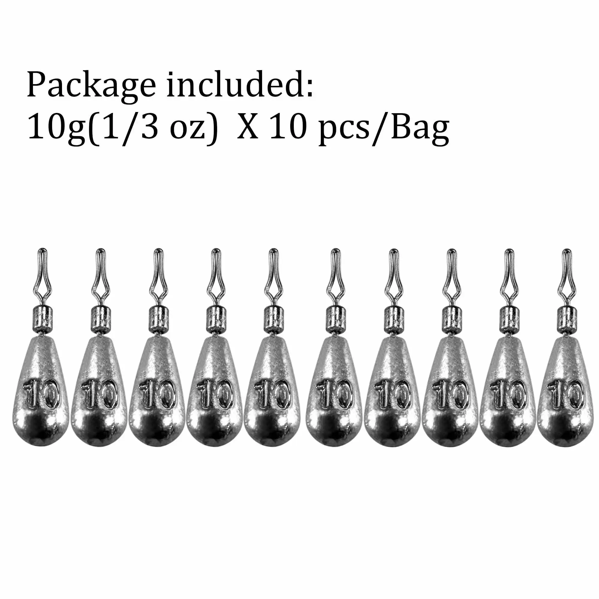 10 PCS/Lot 360 Degree RotatableTear Drop Shot Weight Lead Sinker for Bass  Carp Fishing Tackle 3.5g 5g 7g 10g 14g 20g