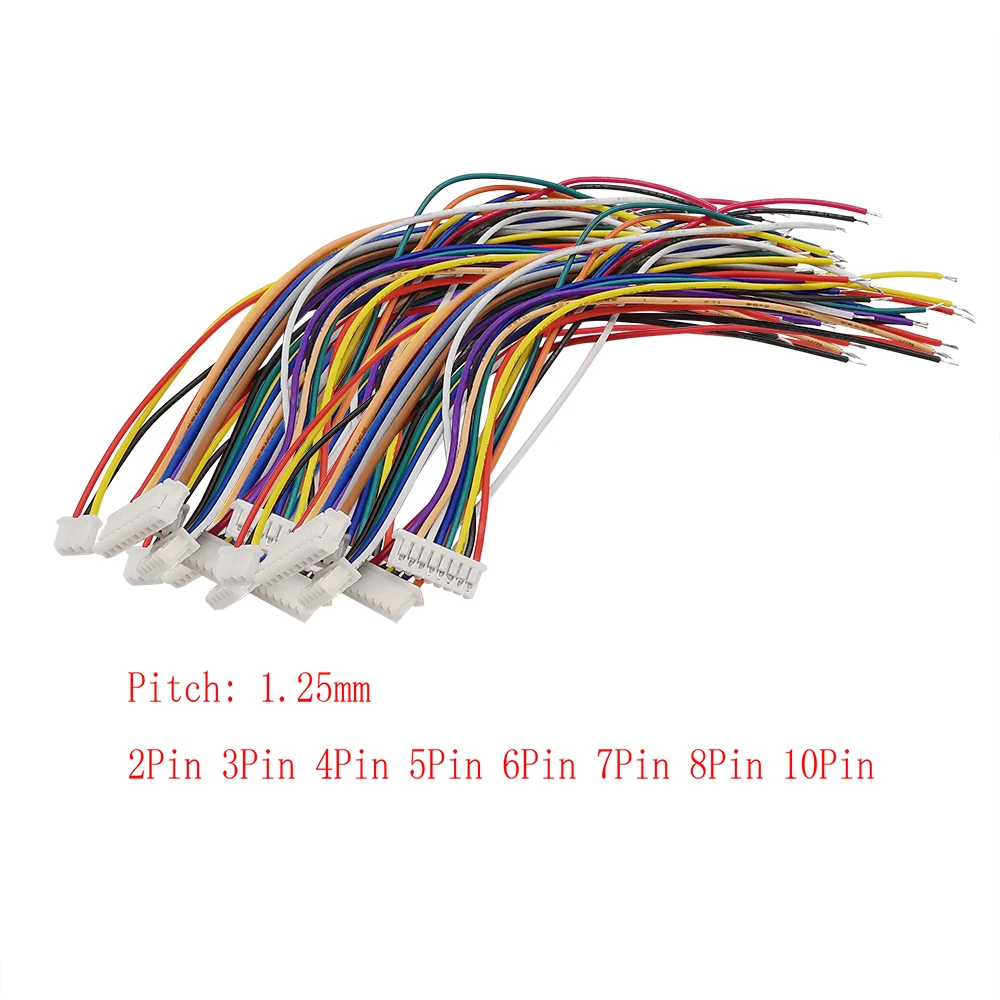 10Pcs Lenght 30cm JST 1.25mm 2/3/4/5/6/7/8/10 Pin Wire Cable Connector Pitch Sing Head Electronic Wires | Обустройство дома
