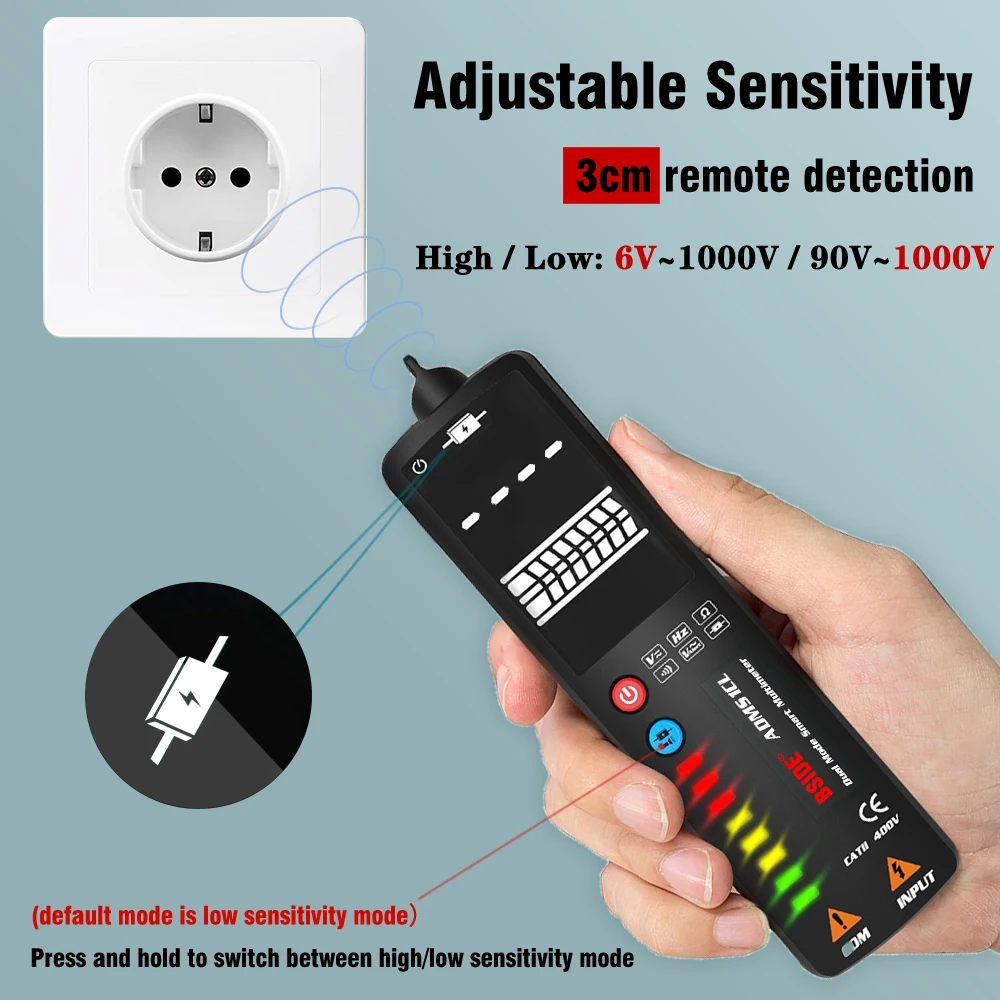 BSIDE Digital Multimeter Voltage Smart Tester 2.4"LCD Non contact Live wire Indicator Automatic multimetro digital profe Tester