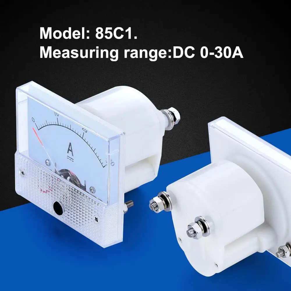 

1PC White 63*55mm Electricity Meter DC Ammeter Range 0-30A Plastic Case Analog Current Meters Hot Sale