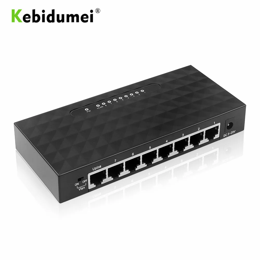 Kebidumei 8 портов пластиковый сетевой коммутатор гигабитный Настольный RJ45 Ethernet 1000