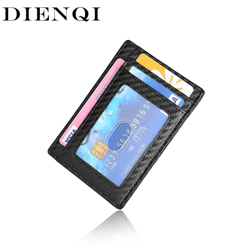 DIENQI Rfid мужской бумажник из углеродного волокна тонкие бумажники для карт тонкий