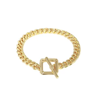 

European and American Hip-hop Street T-Shaped Release Buckle Metal Chain Snake Bones Chain Bracelet