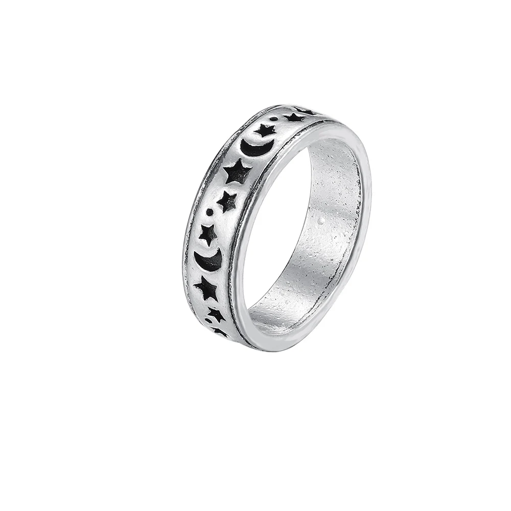 Trendy Simple Geometric Star Moon Ring For Women Men Vintage Metal Jewelry Finger Rings Wedding Anniversary Gift | Украшения и