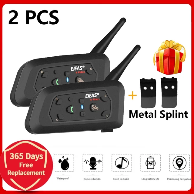Ejeas V6 Pro Bluetooth Motorhelm Intercom Headset Met 1200M Bt Interphone  Communicator Voor 6 Riders Waterdicht|Helmet Headsets| - AliExpress