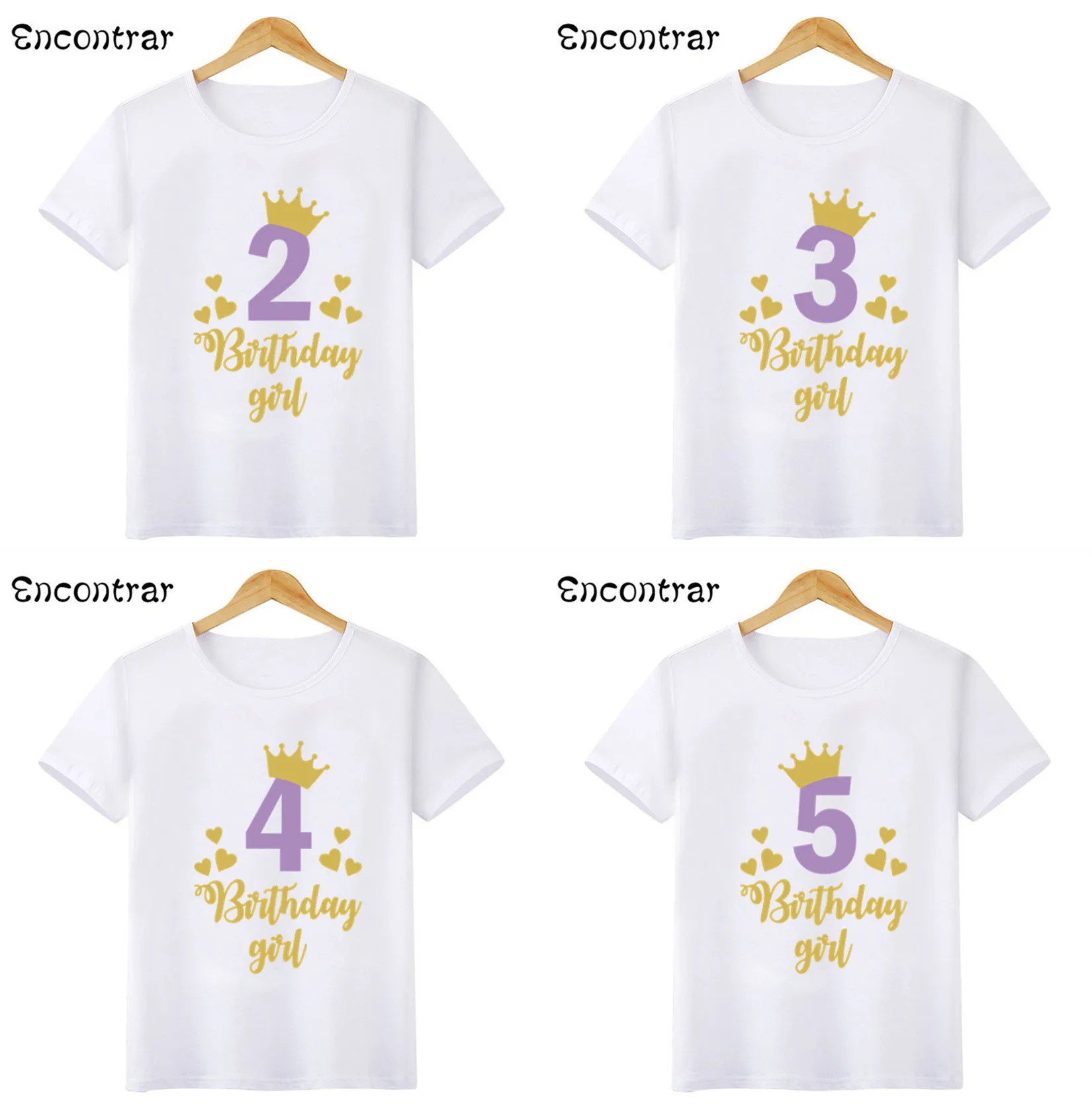 

Футболка для девочек на день рождения с принтом короны № 1-9, летние детские футболки, одежда для дня рождения, детский подарок, детские топы, HKP2476