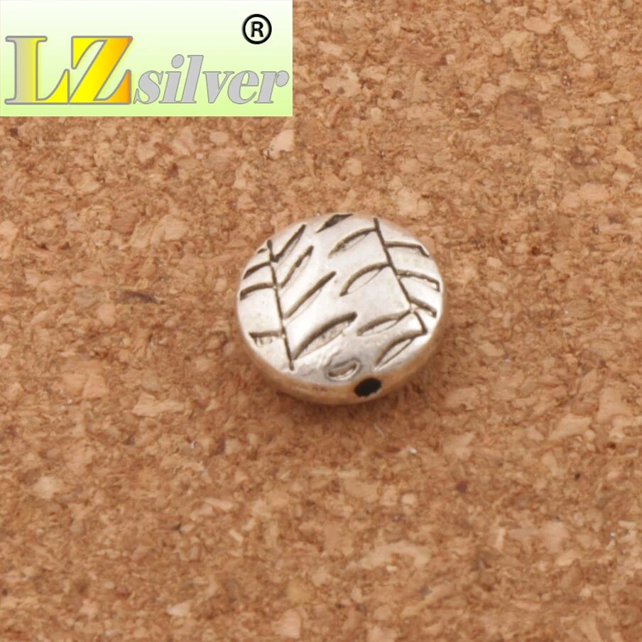 Bamboo Engraved Ronddle Charm Beads 9.5x9.8mm 100PCS Zinc Alloy Spacers Jewelry Findings L635