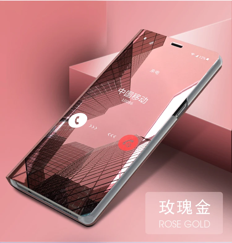 Умный зеркальный флип-чехол huawei mate 30 20 P20 P30 Lite Pro P10 P9 Plus 10 9 чехол для телефона защитный чехол - Цвет: Rose gold