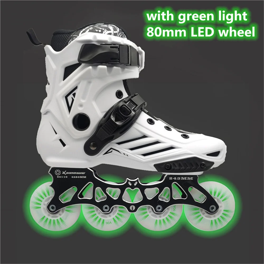 LED 80mm Skates Shoes for Inline Roller FSK Slalom Skate Shoes 4 Wheel / 3 Wheel Speed Shine roller skates