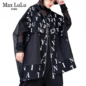 

Max LuLu New 2020 Fashion Spring Ladies Sexy Mesh Jackets Womens Casual Hooded Coats Printed Zipper Streetwear Clothes Plus Size