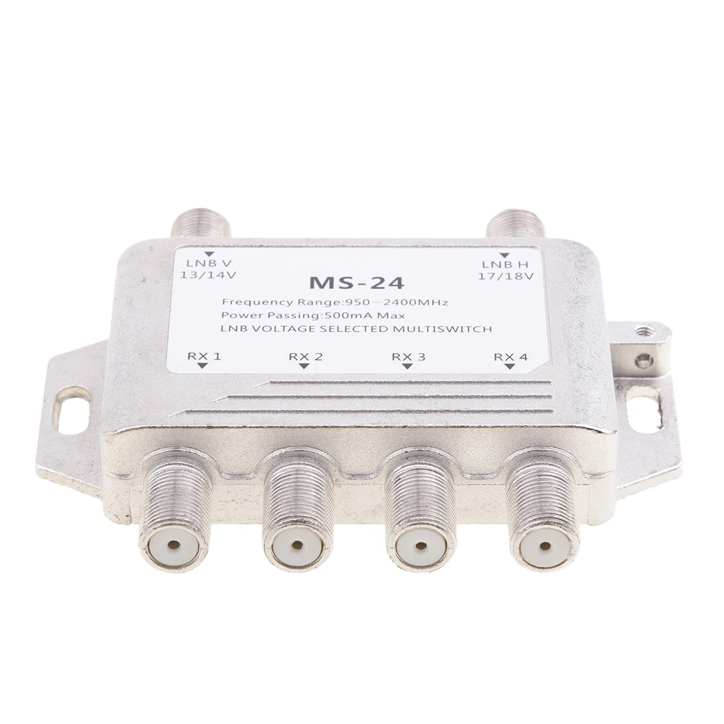 DTV 2X4 Multiswitch LNB Voltage Selected 2-In/4-Out Satellite Multiswitch Connecting 2 Satellite TV Signals Simultaneously
