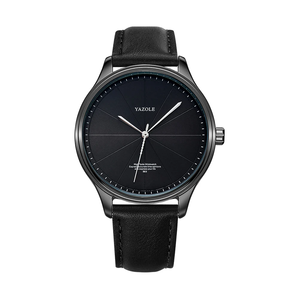 all black Новинка, модные часы Yazole, мужские, Лидирующий бренд, Роскошные, кожа, водонепроницаемые, кварцевые, наручные часы, Relogio Masculino, Montre Homme, мужские часы - Цвет: all black