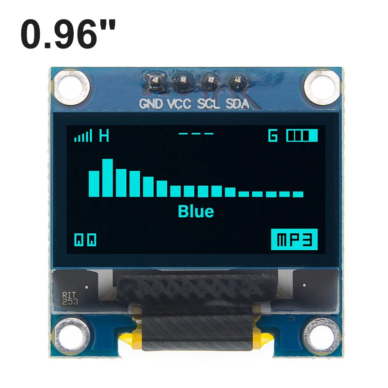 4pin 0,9" белый/синий/желтый синий 0,96 дюймов OLED 128X64 OLED дисплей модуль 0,96" IIC IEC связь для arduino - Цвет: blue