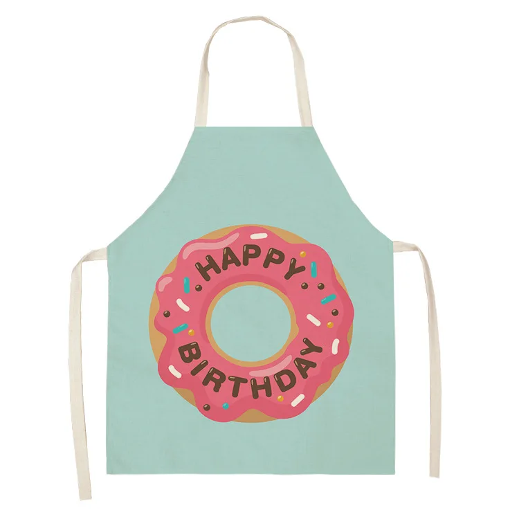 Sweet Donuts Kitchen Aprons for Women Cotton Linen Bibs Household Cleaning Pinafore Home Cooking Apron