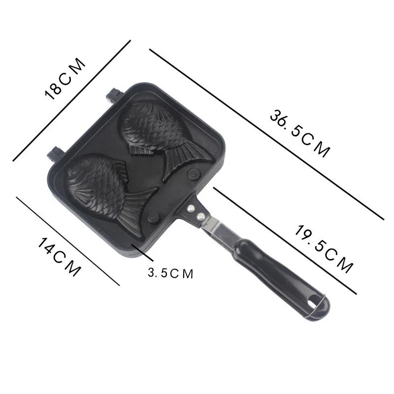 Tanie Taiyaki podwójny w kształcie ryby gorący deser wafel ciasto ekspres Pan japoński naleśnik podwójna patelnia patelnia