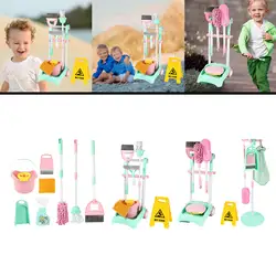 Ensemble de nettoyage pour enfants, support de balai suspendu, éclairage de jeu détachable, pour la maison, garçons et filles 