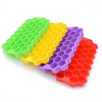 

Simple Style Silicone Hexagon Ice Mold Ice Cube Tray with Lid Small Honeycomb Mold Portable Reusable Kitchen Cooking Accessories