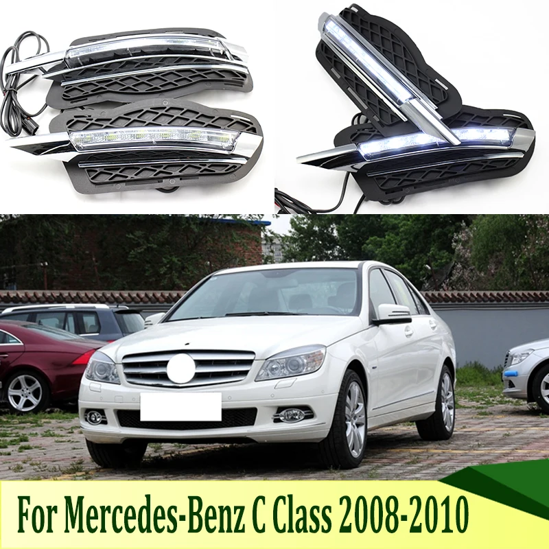 

2pcs For Mercedes-Benz C Class W204 2008-2010 6000K White Light LED Daytime Driving Running Light DRL Car Fog Lamp