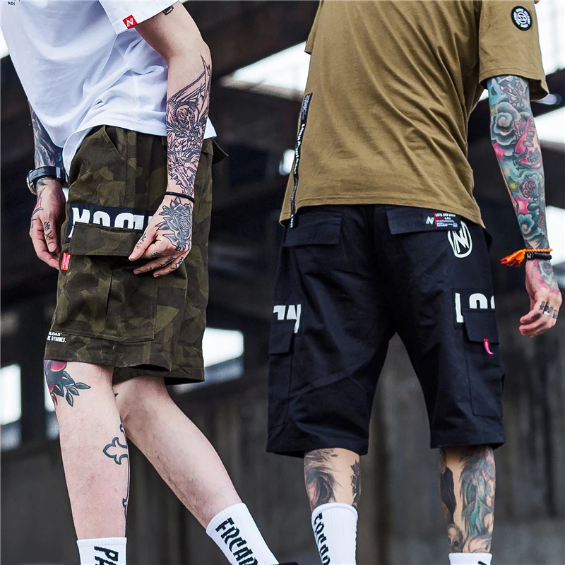 Promo Cargo Pants Men Summer Streetwear Hip Hop Length Short Joggers Men High Street Camouflage Print Letter Shorts Men Sweatpants