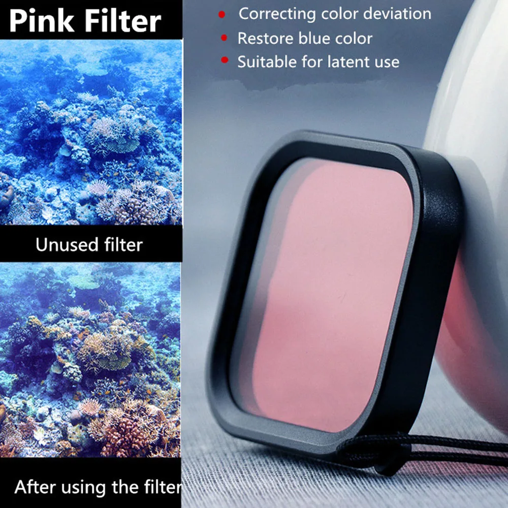 

Filter Case Diving Underwater Seawater Waterproof For GoPro Hero 8 Camera Easy to install the lens is aligned downwards